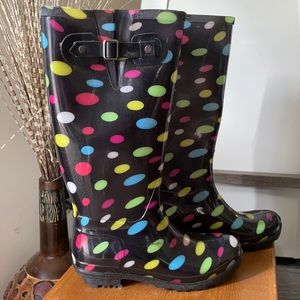 Polka Dot Rain Boots Size 9